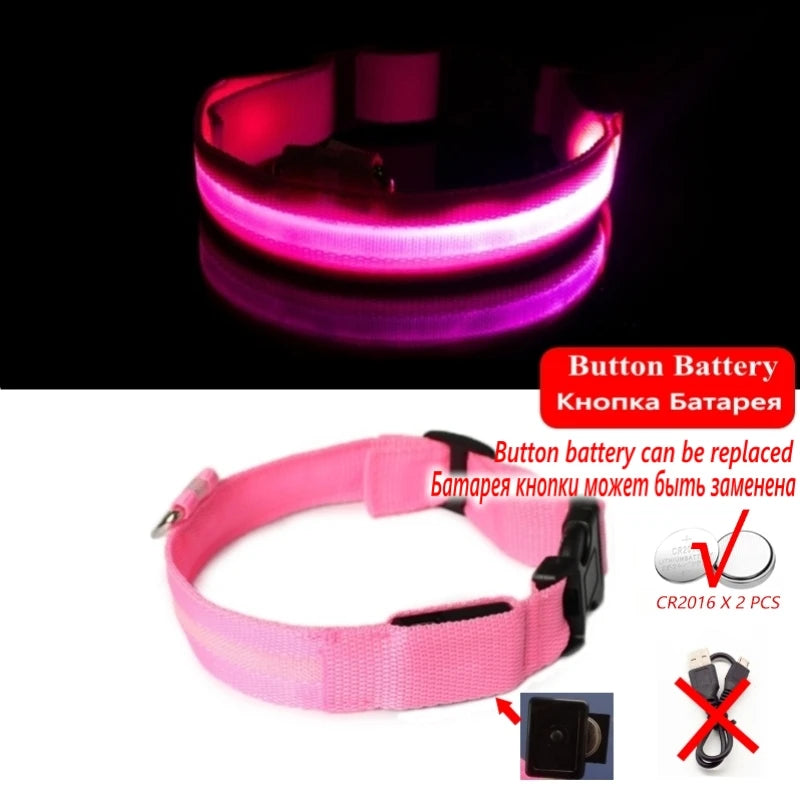 LED Light-Up Dog Collar — Night Safety Collar