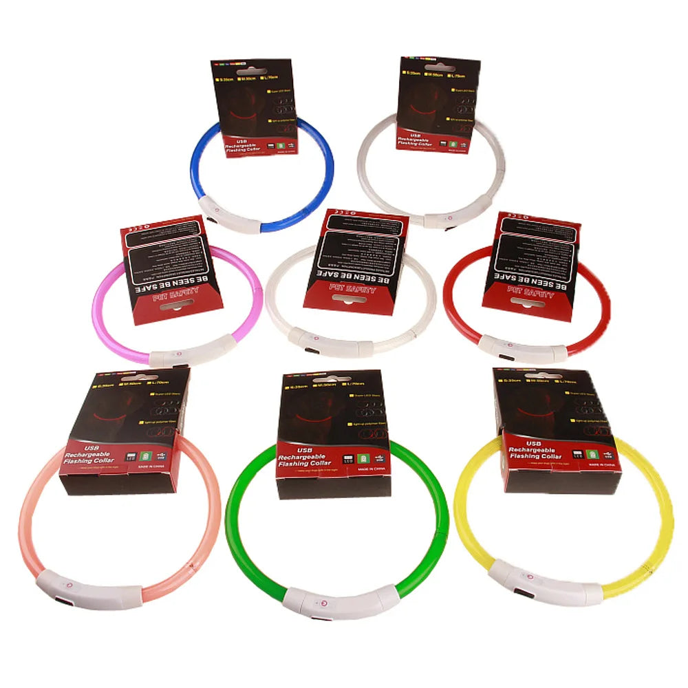 USB Rechargeable Glowing Dog Collar — Night Visibility
